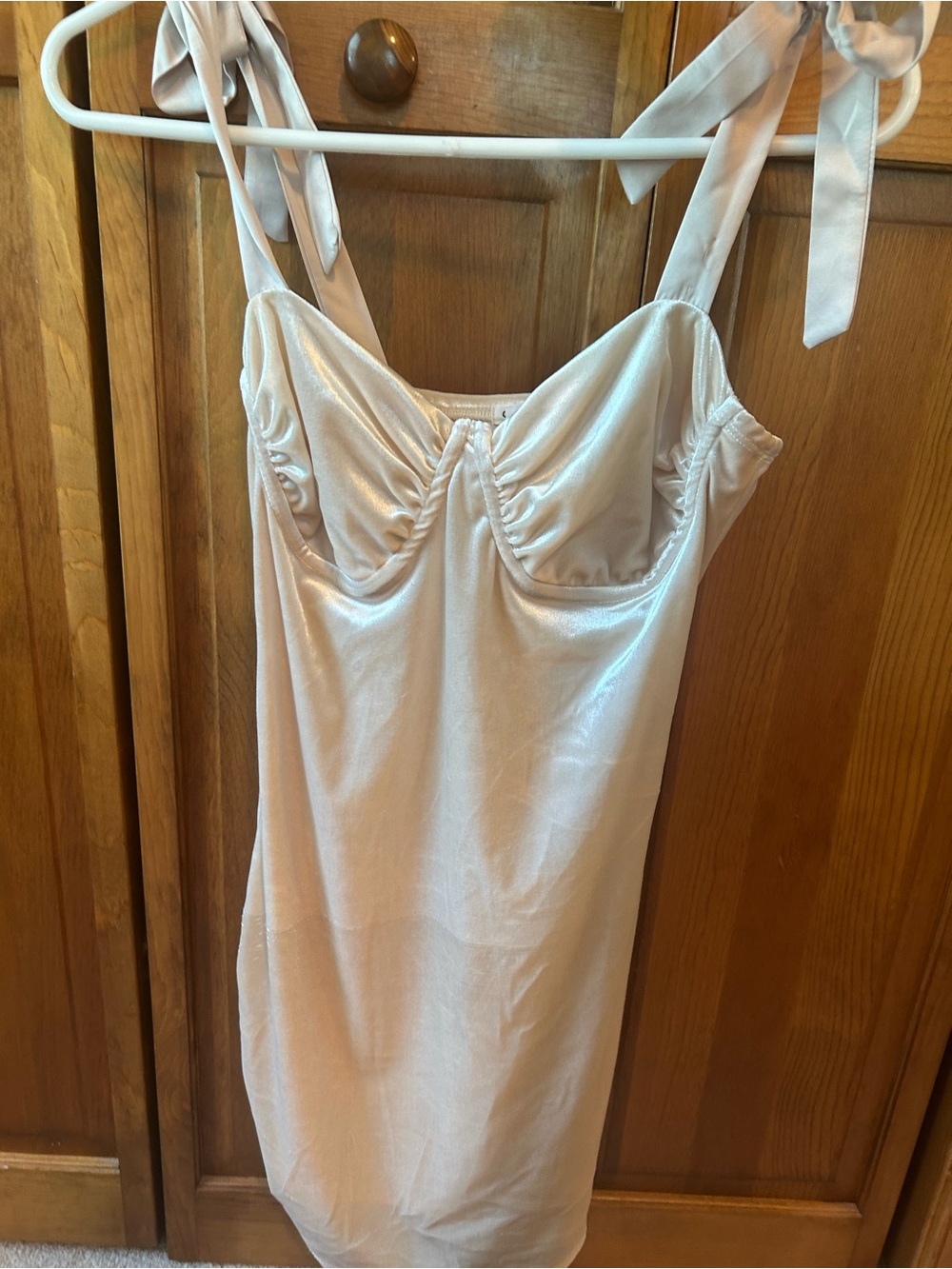 Garage Light Pink Satin Slip Dress with Tie Straps
